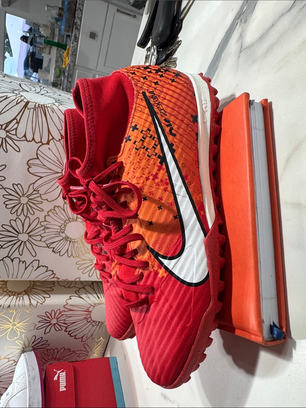 Nike Air Zoom Mercurial Soccer Turf Shoes Mens 7.5‎ Red Orange Excellent Cleats